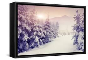 Fantastic Evening Winter Landscape-Leonid Tit-Framed Stretched Canvas