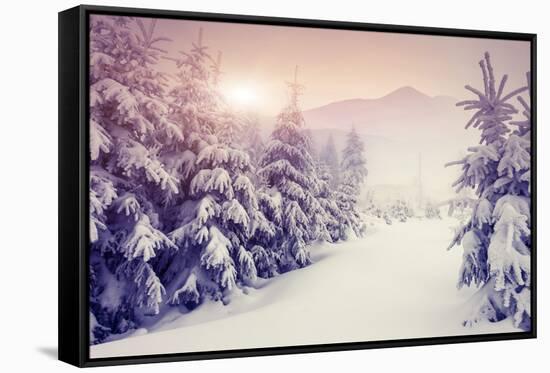 Fantastic Evening Winter Landscape-Leonid Tit-Framed Stretched Canvas