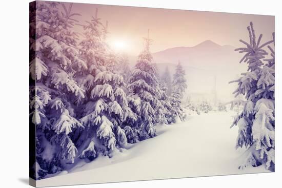 Fantastic Evening Winter Landscape-Leonid Tit-Stretched Canvas