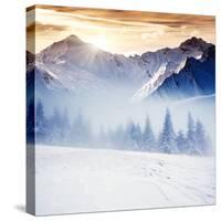 Fantastic Evening Winter Landscape-Leonid Tit-Stretched Canvas