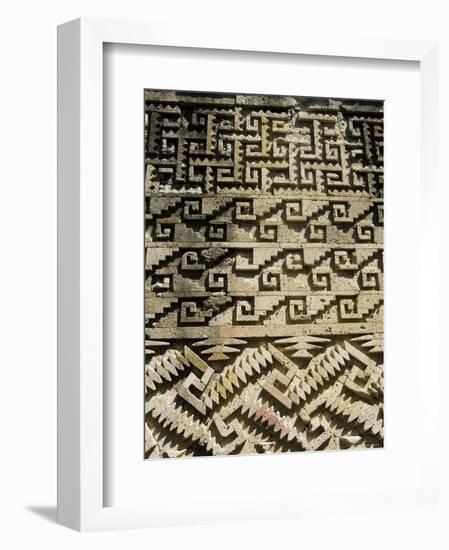 Fantastic Geometric Carving, Palace of the Columns, Mitla, Oaxaca, Mexico-Robert Harding-Framed Photographic Print