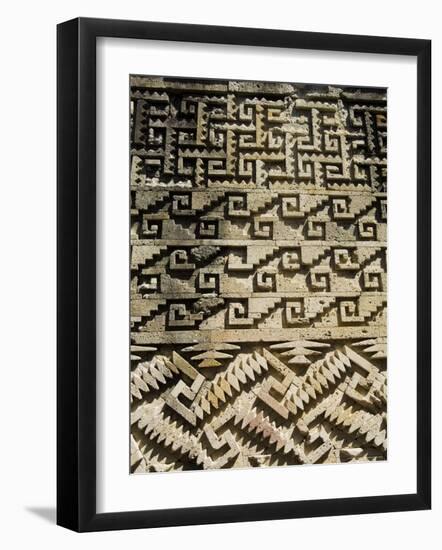 Fantastic Geometric Carving, Palace of the Columns, Mitla, Oaxaca, Mexico-Robert Harding-Framed Photographic Print