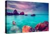 Fantastic Morning Blue Sea Glowing by Sunlight. Dramatic Scene. Black Sea, Crimea, Ukraine, Europe.-Leonid Tit-Stretched Canvas