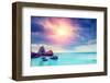 Fantastic Morning Blue Sea Glowing by Sunlight. Dramatic Scene. Black Sea, Crimea, Ukraine, Europe.-Leonid Tit-Framed Photographic Print