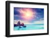 Fantastic Morning Blue Sea Glowing by Sunlight. Dramatic Scene. Black Sea, Crimea, Ukraine, Europe.-Leonid Tit-Framed Photographic Print