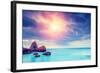 Fantastic Morning Blue Sea Glowing by Sunlight. Dramatic Scene. Black Sea, Crimea, Ukraine, Europe.-Leonid Tit-Framed Photographic Print