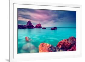 Fantastic Morning Blue Sea Glowing by Sunlight. Dramatic Scene. Black Sea, Crimea, Ukraine, Europe.-Leonid Tit-Framed Photographic Print