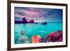 Fantastic Morning Blue Sea Glowing by Sunlight. Dramatic Scene. Black Sea, Crimea, Ukraine, Europe.-Leonid Tit-Framed Photographic Print