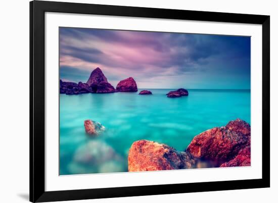 Fantastic Morning Blue Sea Glowing by Sunlight. Dramatic Scene. Black Sea, Crimea, Ukraine, Europe.-Leonid Tit-Framed Photographic Print