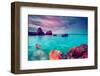 Fantastic Morning Blue Sea Glowing by Sunlight. Dramatic Scene. Black Sea, Crimea, Ukraine, Europe.-Leonid Tit-Framed Photographic Print