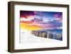 Fantastic Morning Mountain Landscape. Overcast Colorful Sky. Carpathian, Ukraine, Europe. Beauty Wo-Leonid Tit-Framed Photographic Print