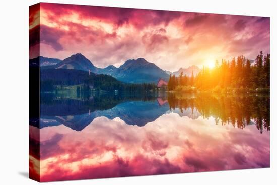 Fantastic Mountain Lake in National Park High Tatra. Dramatic Scenery. Strbske Pleso, Slovakia, Eur-Leonid Tit-Stretched Canvas