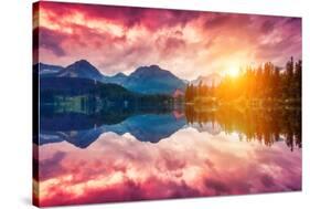 Fantastic Mountain Lake in National Park High Tatra. Dramatic Scenery. Strbske Pleso, Slovakia, Eur-Leonid Tit-Stretched Canvas