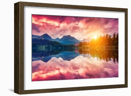 Fantastic Mountain Lake in National Park High Tatra. Dramatic Scenery. Strbske Pleso, Slovakia, Eur-Leonid Tit-Framed Photographic Print