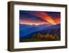 Fantastic Red Sunbeams with Overcast Sky at the Foot of Mt. Ushba. Dramatic Morning Scene. Location-Leonid Tit-Framed Photographic Print