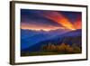 Fantastic Red Sunbeams with Overcast Sky at the Foot of Mt. Ushba. Dramatic Morning Scene. Location-Leonid Tit-Framed Photographic Print