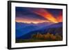 Fantastic Red Sunbeams with Overcast Sky at the Foot of Mt. Ushba. Dramatic Morning Scene. Location-Leonid Tit-Framed Photographic Print