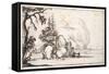 Fantastic Rocks by the Coast, Buildings at the Shore-Jacques Callot-Framed Stretched Canvas