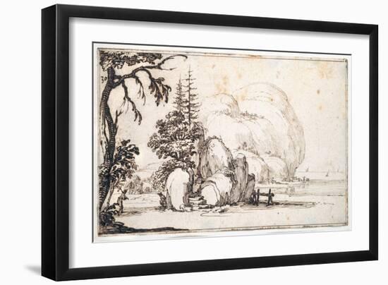 Fantastic Rocks by the Coast, Buildings at the Shore-Jacques Callot-Framed Giclee Print