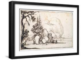 Fantastic Rocks by the Coast, Buildings at the Shore-Jacques Callot-Framed Giclee Print