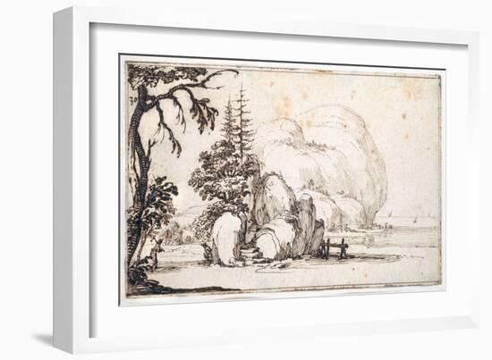 Fantastic Rocks by the Coast, Buildings at the Shore-Jacques Callot-Framed Giclee Print