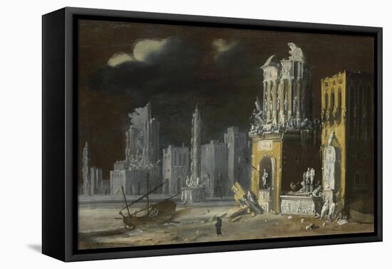 Fantastic Ruins with Saint Augustine and the Child, 1623-François de Nomé-Framed Stretched Canvas
