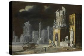 Fantastic Ruins with Saint Augustine and the Child, 1623-François de Nomé-Stretched Canvas