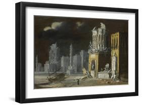 Fantastic Ruins with Saint Augustine and the Child, 1623-François de Nomé-Framed Premium Giclee Print
