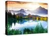 Fantastic Sunny Day is in Mountain Lake. Creative Collage. Beauty World.-Leonid Tit-Stretched Canvas