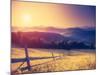 Fantastic Sunny Hills under Morning Sky. Dramatic Scenery. Carpathian, Ukraine, Europe. Beauty Worl-Leonid Tit-Mounted Photographic Print