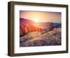 Fantastic Sunny Hills under Morning Sky. Dramatic Scenery. Carpathian, Ukraine, Europe. Beauty Worl-Leonid Tit-Framed Photographic Print