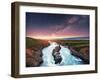 Fantastic Views of the Landscape. Starry Sky and the Milky Way. Iceland.-standret-Framed Photographic Print