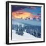 Fantastic Winter Landscape. Dramatic Overcast Sky. Carpathian, Ukraine, Europe. Beauty World.-Creative Travel Projects-Framed Photographic Print