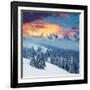 Fantastic Winter Landscape. Dramatic Overcast Sky. Carpathian, Ukraine, Europe. Beauty World.-Creative Travel Projects-Framed Photographic Print