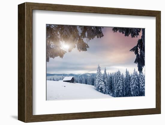 Fantastic Winter Landscape. Dramatic Overcast Sky. National Park. Carpathian, Ukraine, Europe. Beau-Leonid Tit-Framed Photographic Print