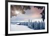 Fantastic Winter Landscape. Dramatic Overcast Sky. National Park. Carpathian, Ukraine, Europe. Beau-Leonid Tit-Framed Photographic Print