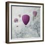 Fantasy Artistic Image of Pink Hot Air Balloons in the Clouds. Fine Art Surreal Landscape Scenery.-hitdelight-Framed Art Print