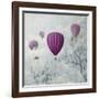 Fantasy Artistic Image of Pink Hot Air Balloons in the Clouds. Fine Art Surreal Landscape Scenery.-hitdelight-Framed Art Print