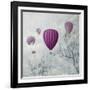 Fantasy Artistic Image of Pink Hot Air Balloons in the Clouds. Fine Art Surreal Landscape Scenery.-hitdelight-Framed Art Print