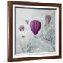 Fantasy Artistic Image of Pink Hot Air Balloons in the Clouds. Fine Art Surreal Landscape Scenery.-hitdelight-Framed Art Print