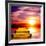 Fantasy Beautiful Sunset And Wooden Pier-frenta-Framed Art Print