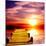 Fantasy Beautiful Sunset And Wooden Pier-frenta-Mounted Art Print