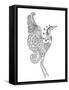 Fantasy Bird. Black White Hand Drawn Doodle Animal. Ethnic Patterned Vector Illustration. African,-Palomita-Framed Stretched Canvas