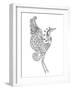 Fantasy Bird. Black White Hand Drawn Doodle Animal. Ethnic Patterned Vector Illustration. African,-Palomita-Framed Art Print