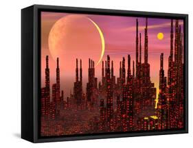 Fantasy City - 3D Render-Elenarts-Framed Stretched Canvas
