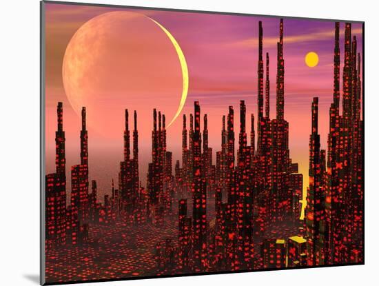 Fantasy City - 3D Render-Elenarts-Mounted Art Print