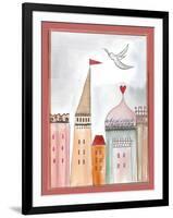 Fantasy Cityscape with Dove-Effie Zafiropoulou-Framed Giclee Print