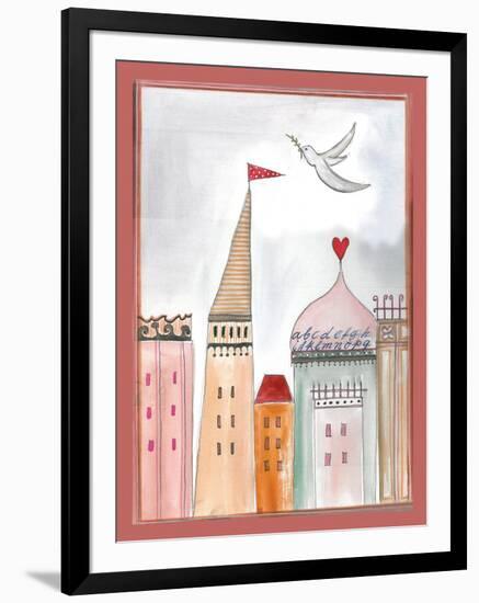 Fantasy Cityscape with Dove-Effie Zafiropoulou-Framed Giclee Print