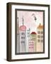 Fantasy Cityscape with Flying Nanny-Effie Zafiropoulou-Framed Giclee Print