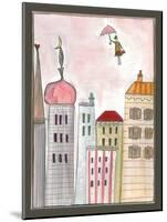 Fantasy Cityscape with Flying Nanny-Effie Zafiropoulou-Mounted Giclee Print